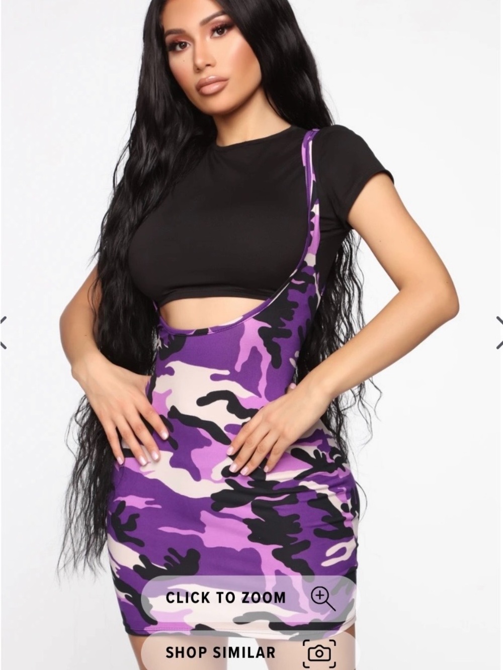 Fashion Nova Purple Camo Scoop Neck Mini Dress